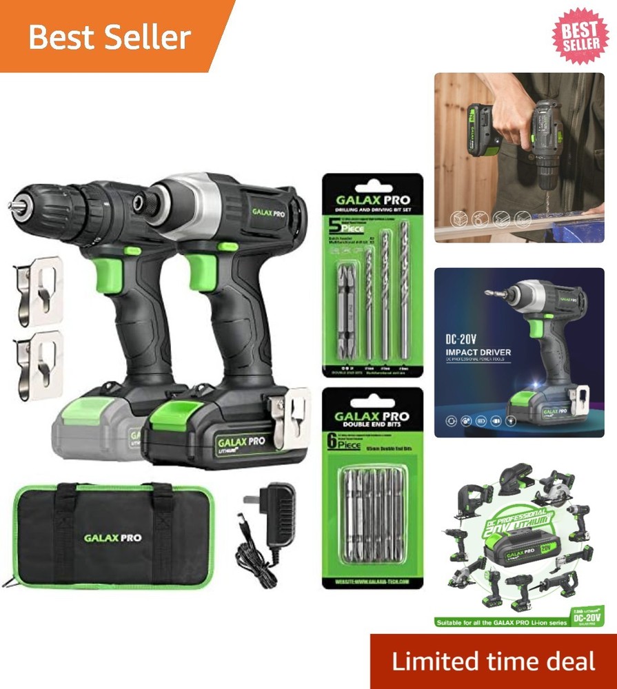 20V Cordless Drill & Impact Driver Combo - Ergonomic Design & Fast Charging