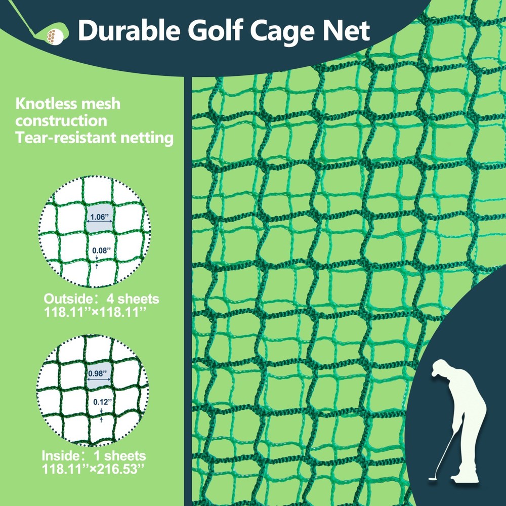 10'x10'x10' Golf Batting Cage Golf Training Simulators Practice Net Cage