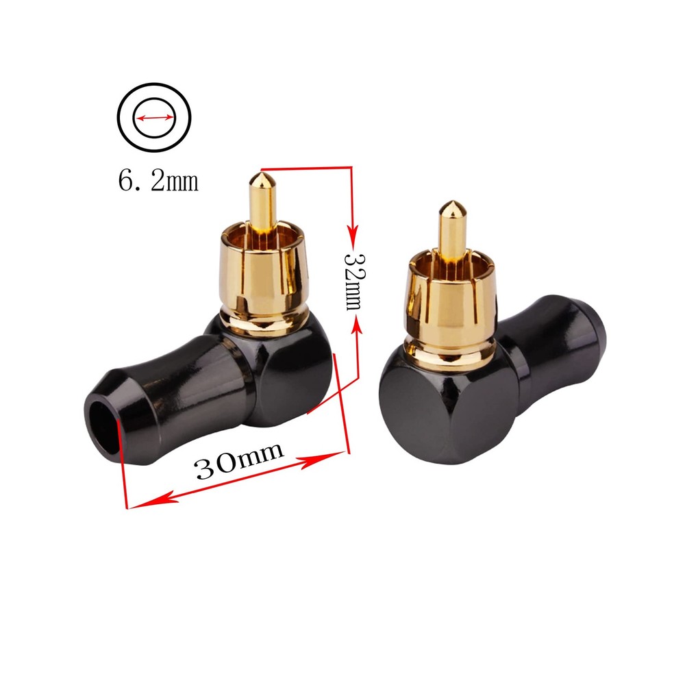 WJSTN-061 Right Angle RCA to Cable 2FT, Black \ red
