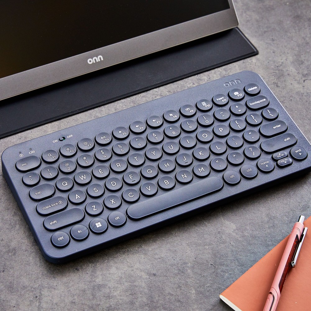 onn Mini Compact Wireless Office Keyboard USB Receiver, 78 Keys, Grey