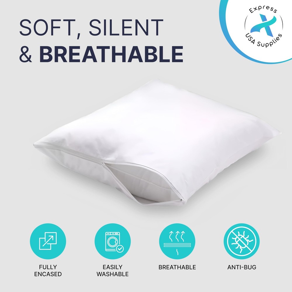 2 Pack Pillow Protector | Pillow Cases Standard Size | 100% Waterproof, Super...