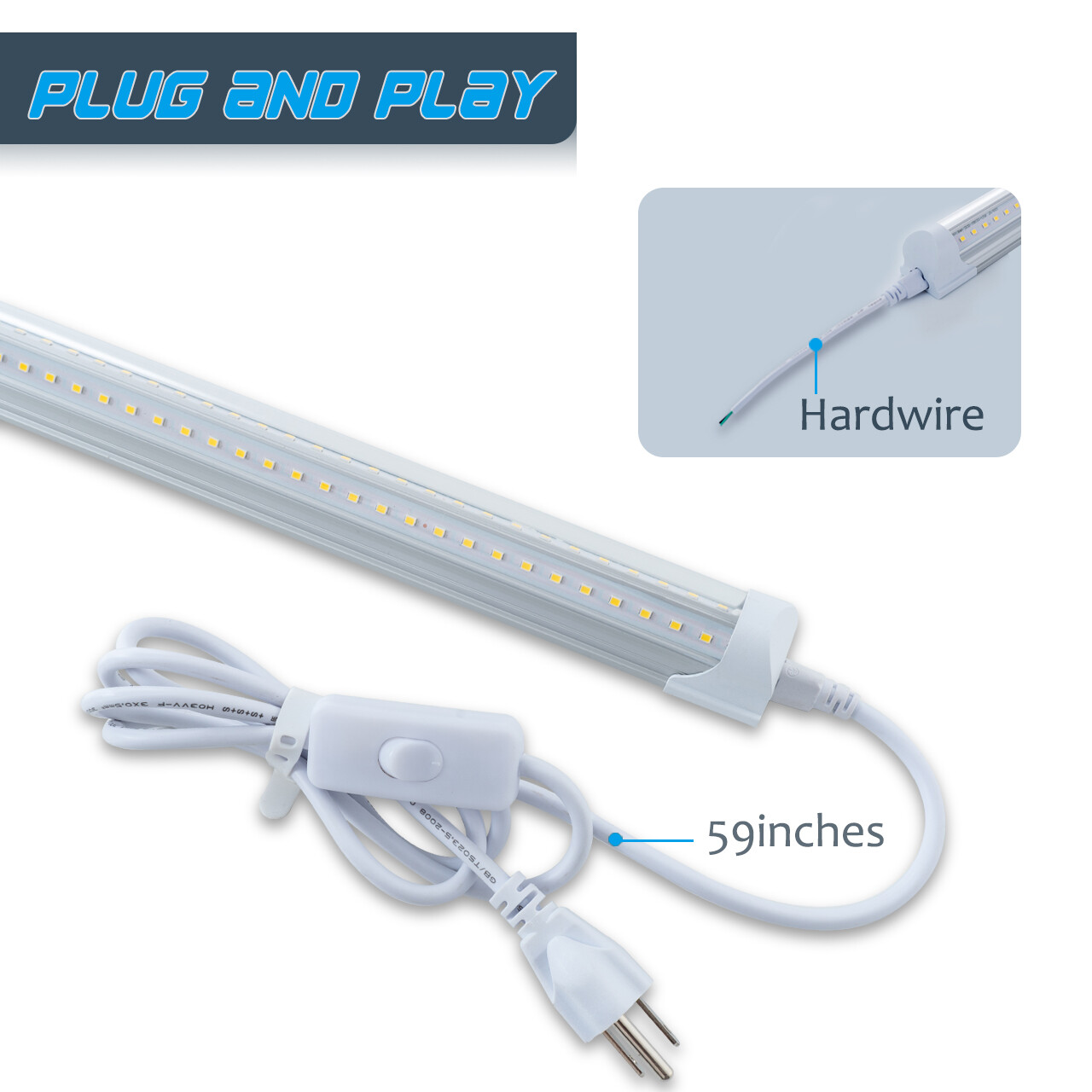 6 PACK 8FT Led Tube Light Fixture(Super Bright White) for Garage Shop Warehouse