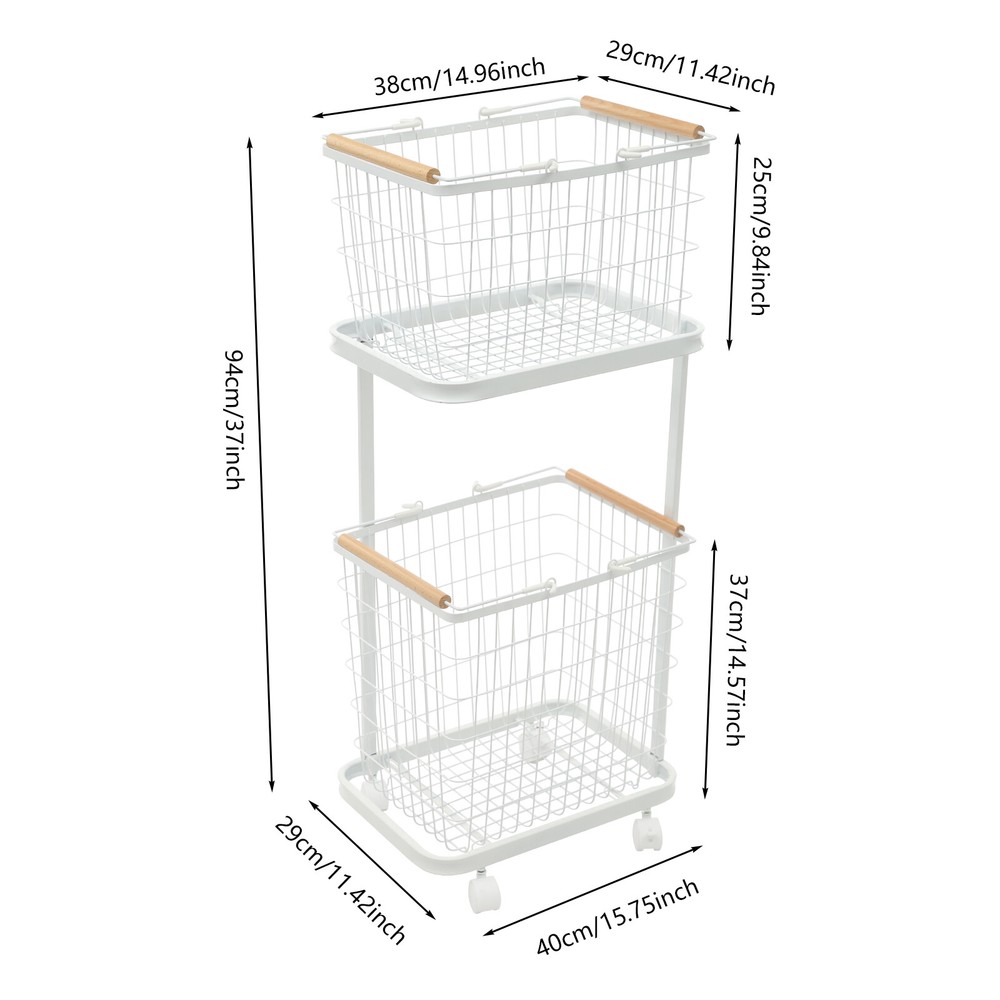Two-Tier Laundry Basket With Removable Baskets & Universal Wheels