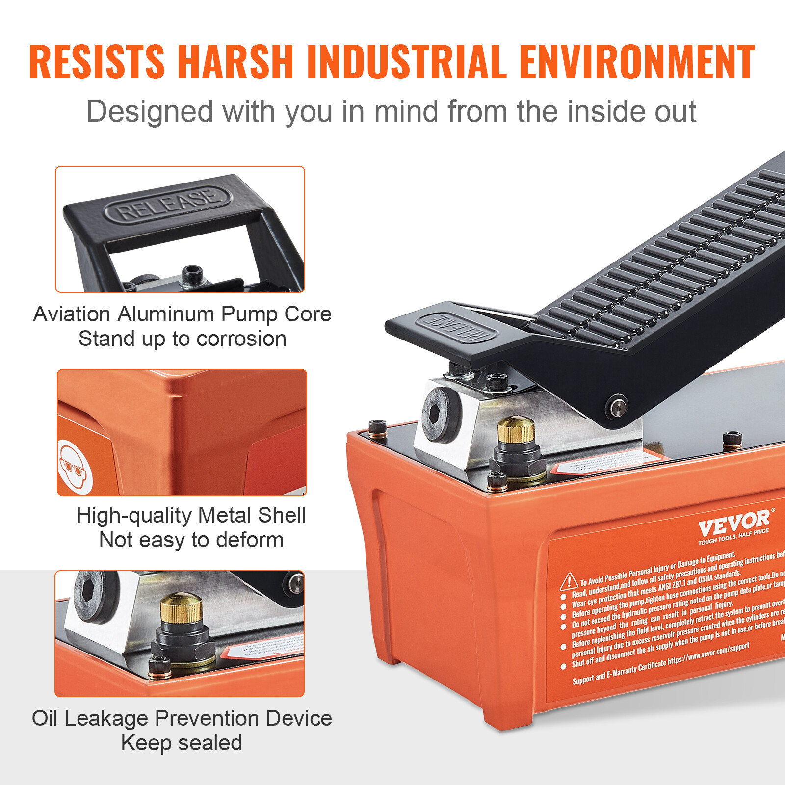 VEVOR Air Hydraulic Pump Foot Operated Pump 10,000PSI 98in³ 6.6FT Auto Body Shop