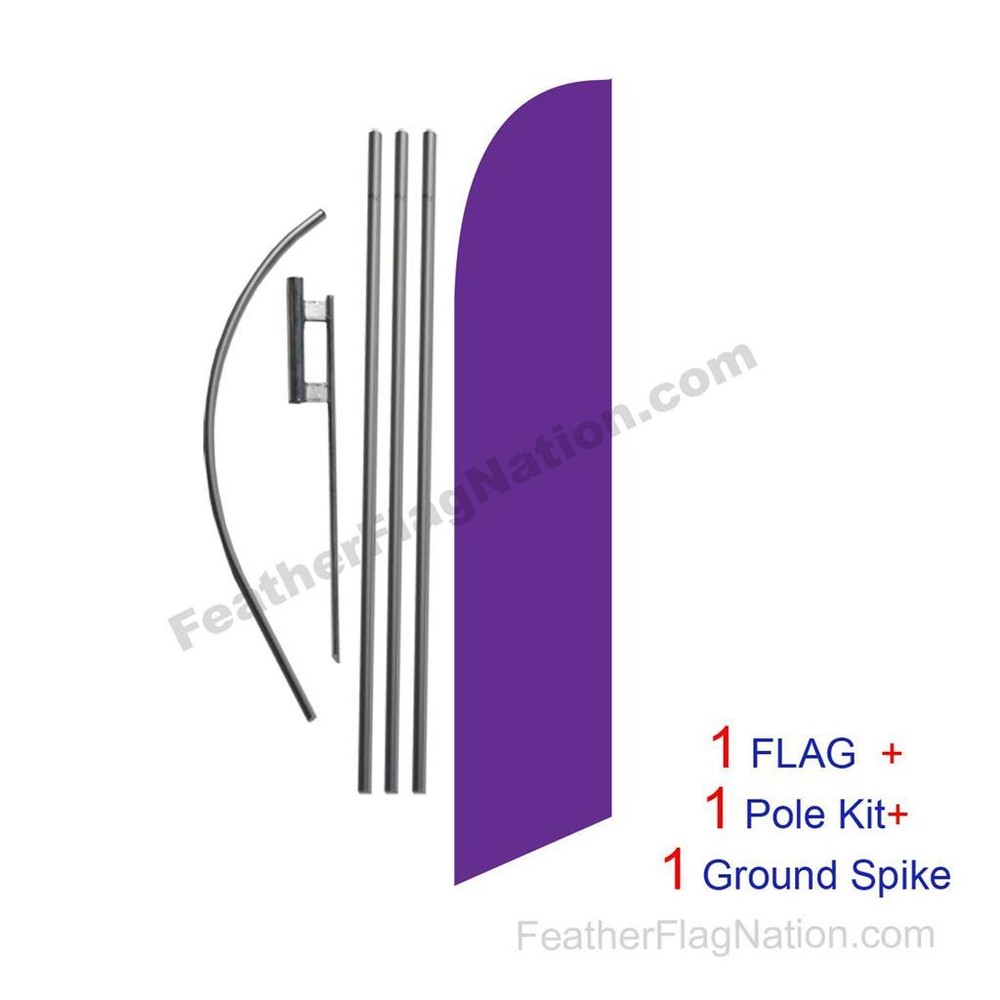 Solid Violet 15ft Feather Banner Swooper Flag Kit with pole+spike