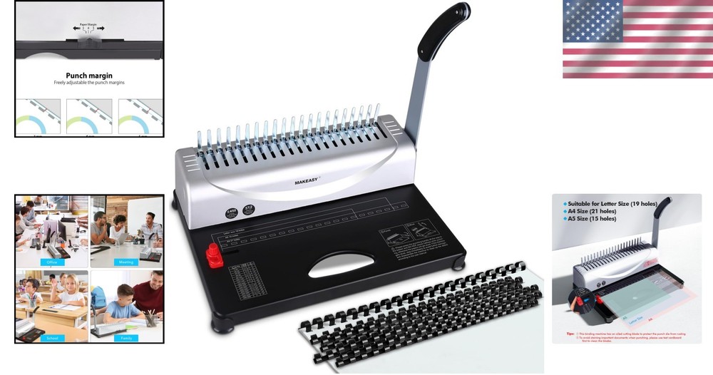 Professional Comb Binding Machine with 1 Box Spines
