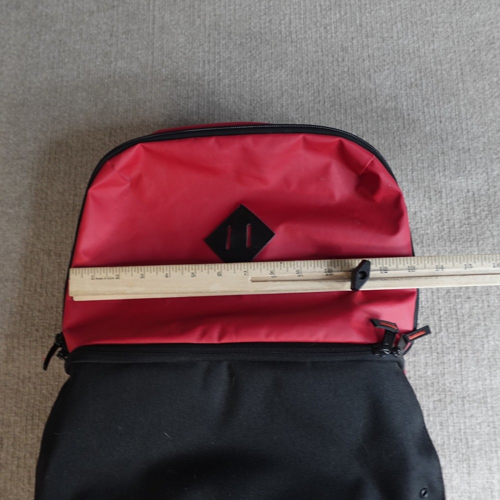 Shrine Backpack Black Red Solid Sneaker Compartment Travel