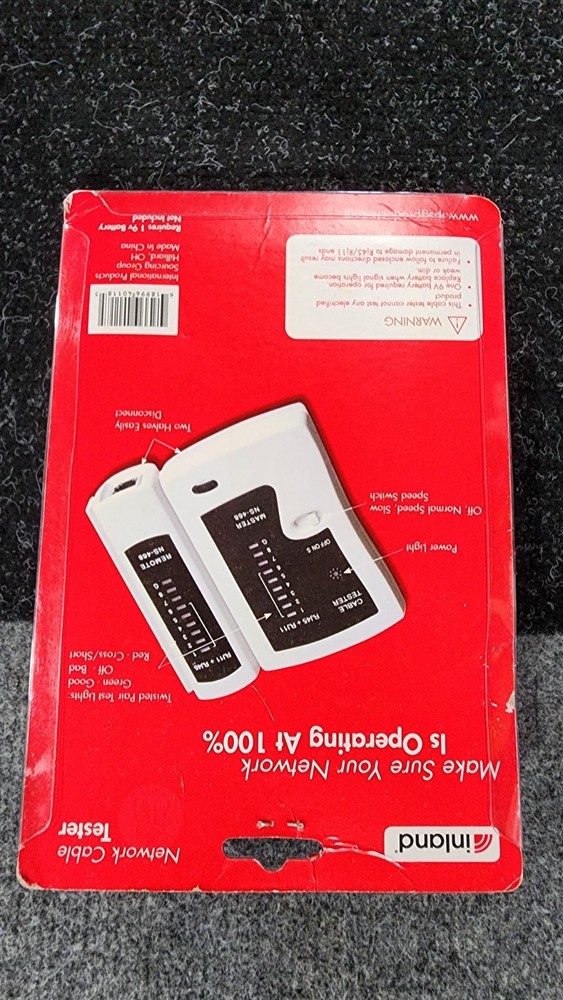 Inland Network Cable Tester With Case New Sealed
