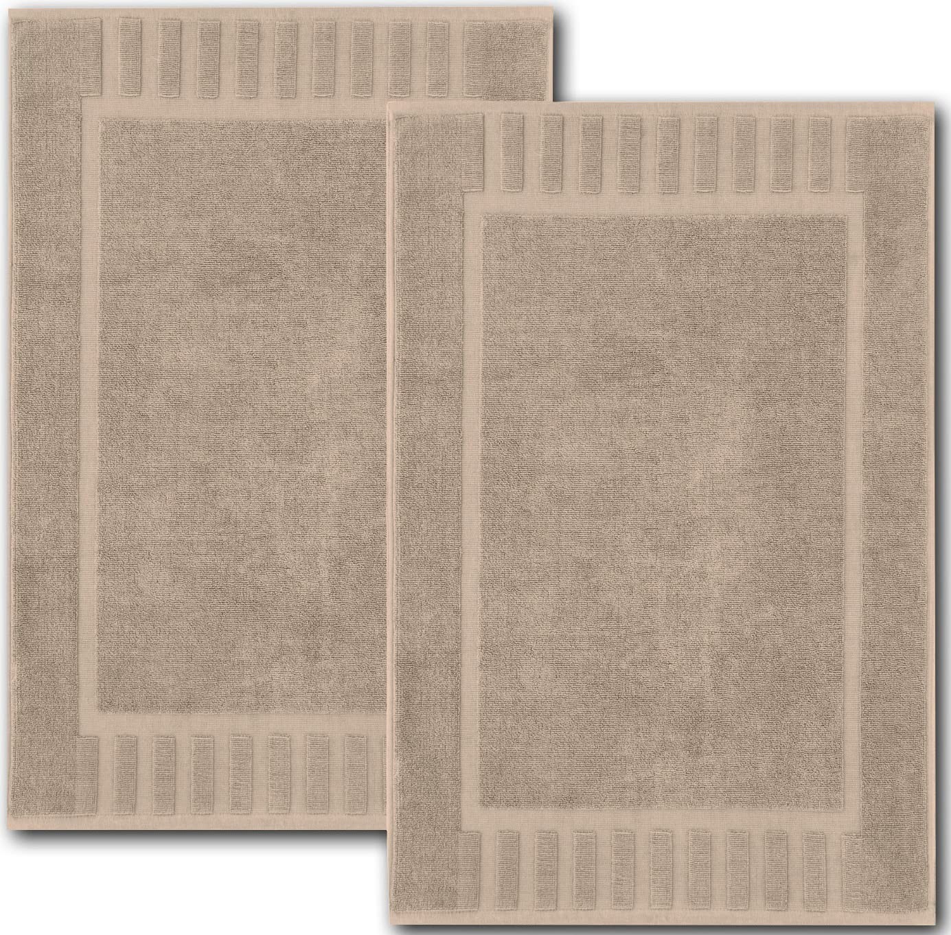 Luxury Bath Mat Floor Towel Set - 100% Cotton 22x34, 2 pack, Taupe