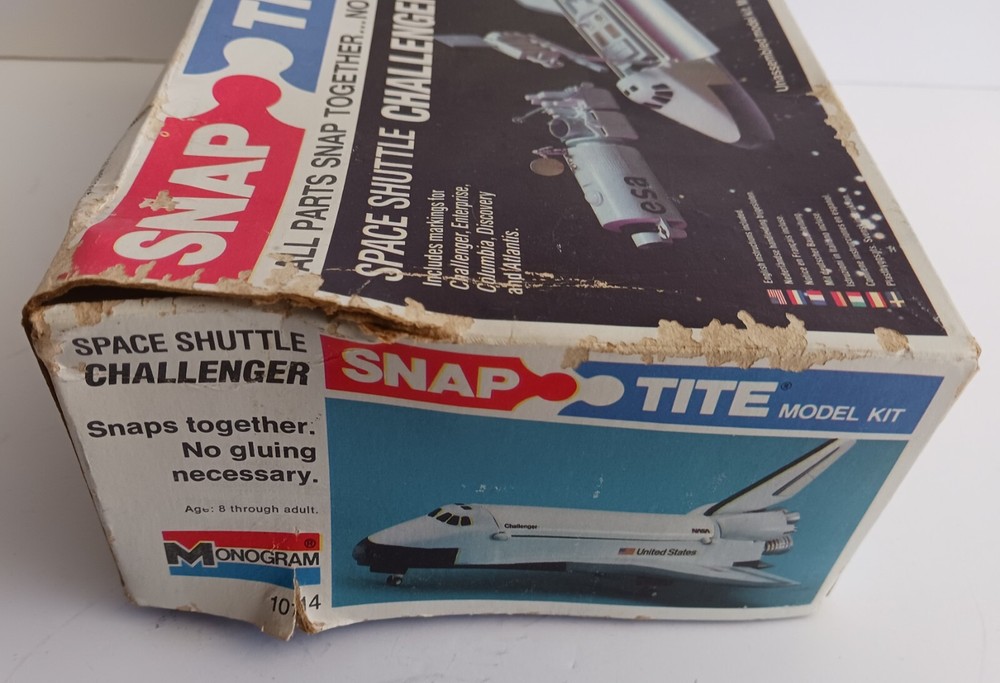 Monogram Space Shuttle Challenger Snap Tite Model Kit #1014 Built 1983 Vintage