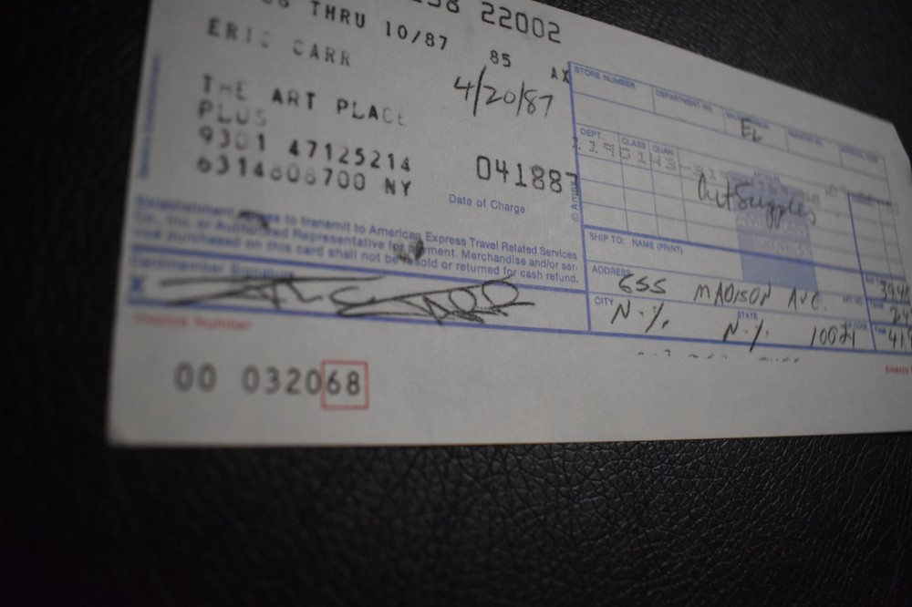 KISS ERIC CARR 1987 American Express credit card slip SIGNED