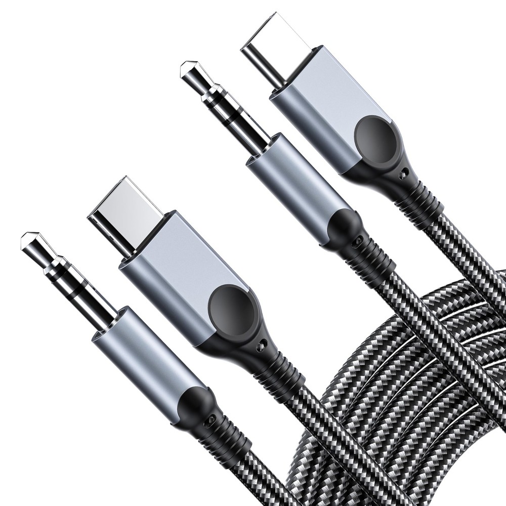 Aux to USB C Audio Cable 2 Pack [4FT], Type C 3.5mm 2 Pack- 4FT, Grey