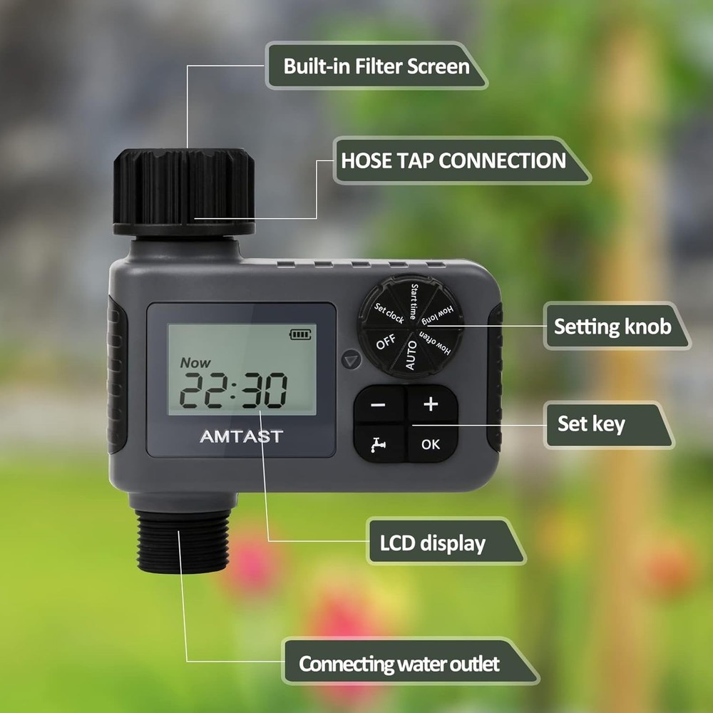 Programmable Sprinkler Timer with Rain Delay for Garden Hose - Black, Digital...