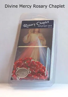 Divine Mercy Chaplet Rosary, Clam Shell Box with  Prayer Card