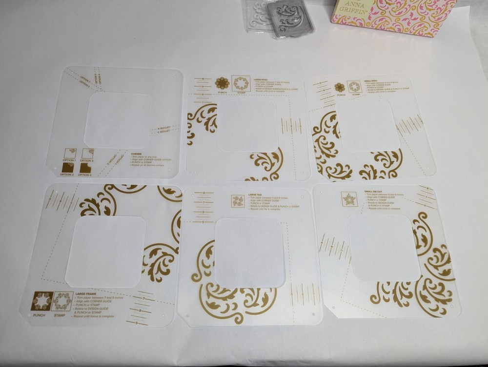 2x Anna Griffin Platform Punch Die & Template Stencil Sets