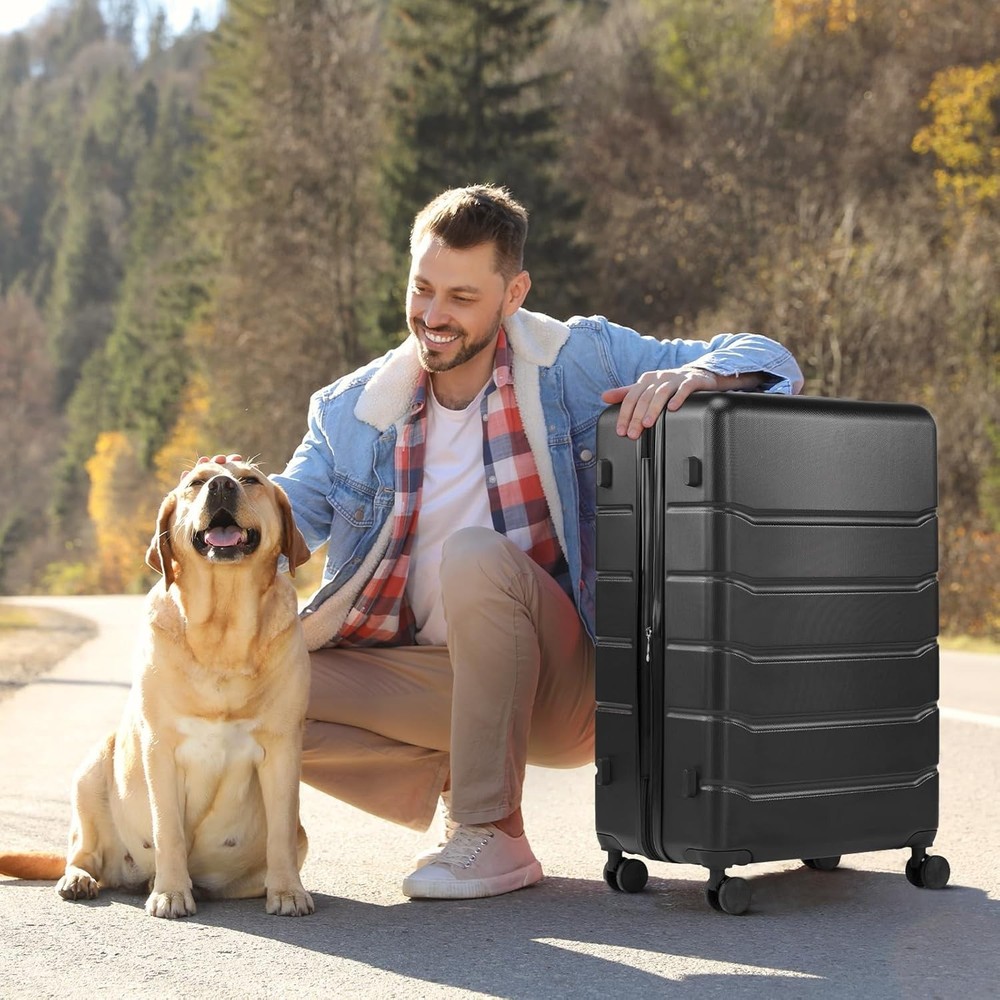 24" Expandable Rolling Suitcase by Sweetcrispy - Hard Shell ABS with TSA Lock,