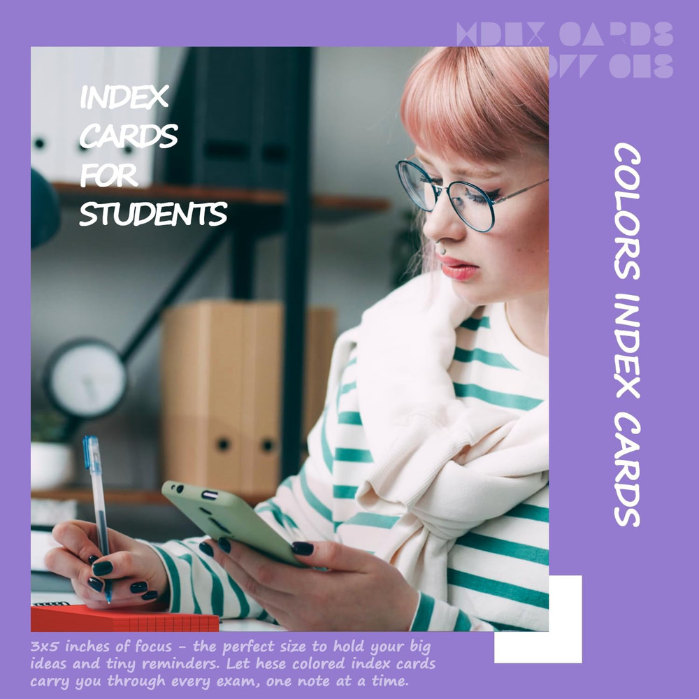 Colored Index Cards 3x5 Inch - 300 Count Flash Cards for Studing, Colored Note C