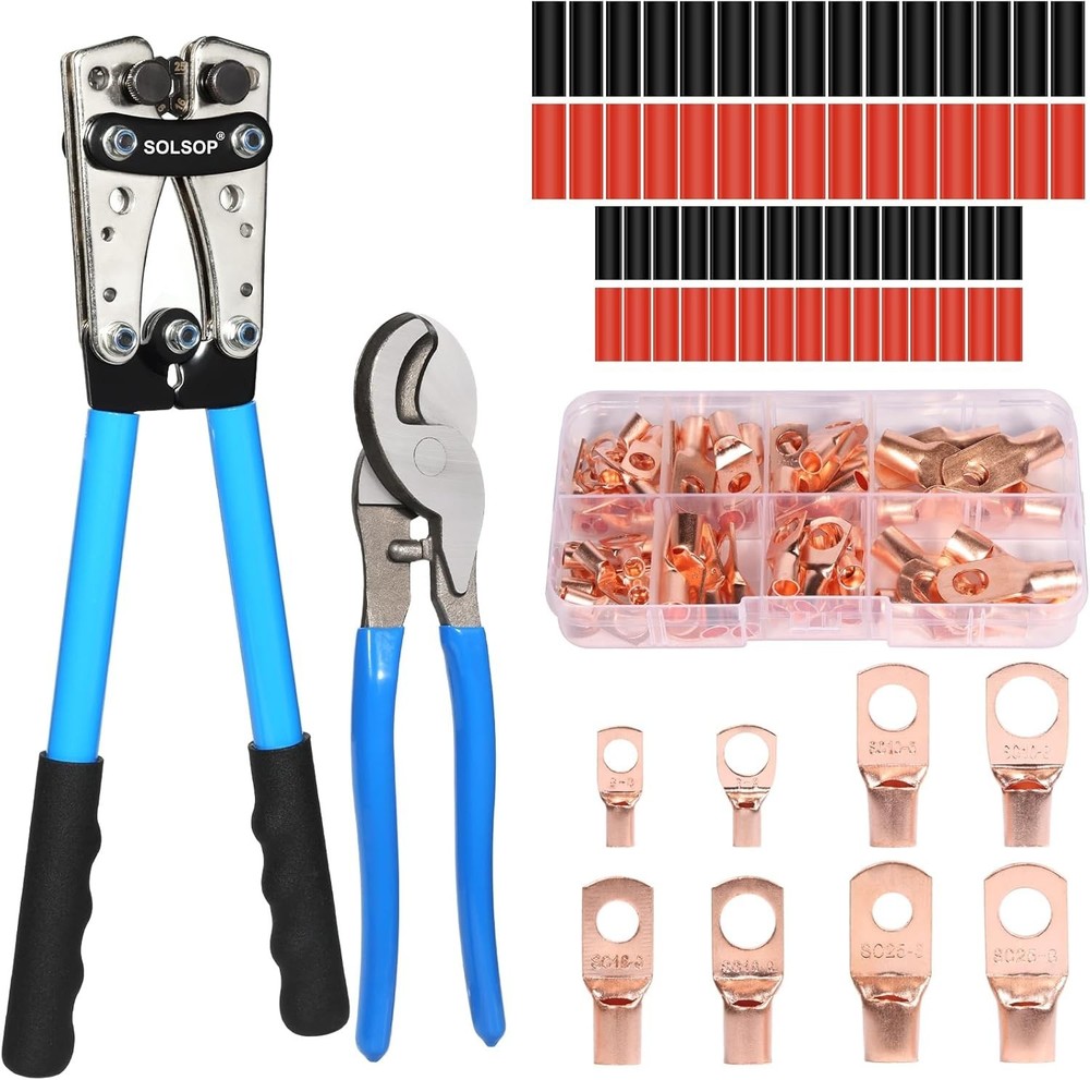 Durable Battery Cable Crimper with Interchangeable Dies – Ideal for All Projects