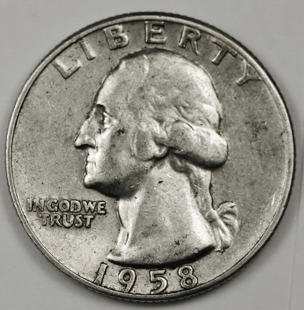 1958 Washington Quarter.  Type B Reverse.   98336  Inventory H.