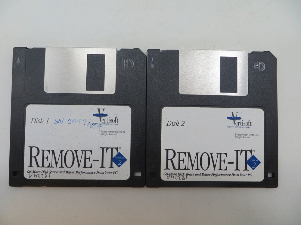 3.5" Floppy Disks REMOVE-IT Version 2 computer discs 1995 Vertisoft vintage