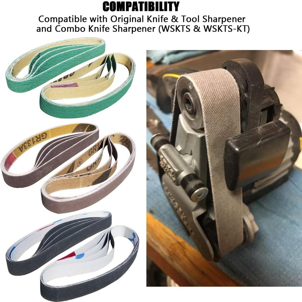 24 Pack 1/2" X 12" Replacement Sharpening Belt Kit for Official Work Sharp (WSKT