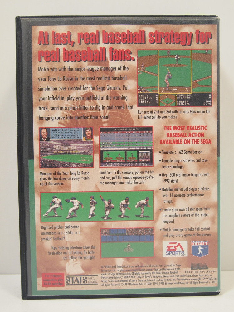 Tony La Russa Baseball Case (SEGA Genesis) Authentic BOX ONLY