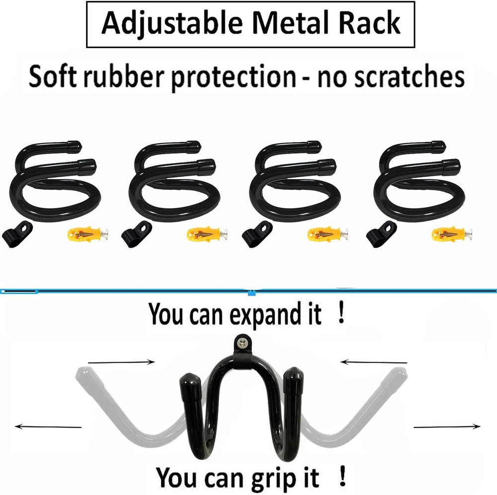 4 Pack Mini Adjustable Wall Mount Hook Display Hanger Rack - Strong & Flexibl...