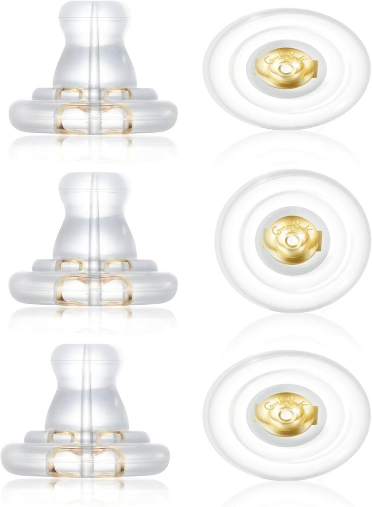 Earring Backs,18K Gold Silicone Earring Backs Replacements,Locking Secure Ear...