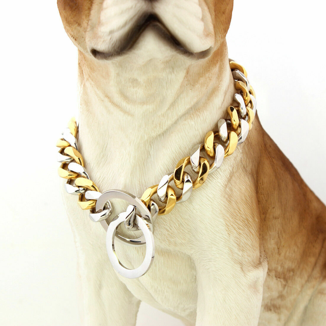 Dog Chain Collar Stainless Steel Cuban Link 10-19MM Multi-Color for S/M/L Dogs