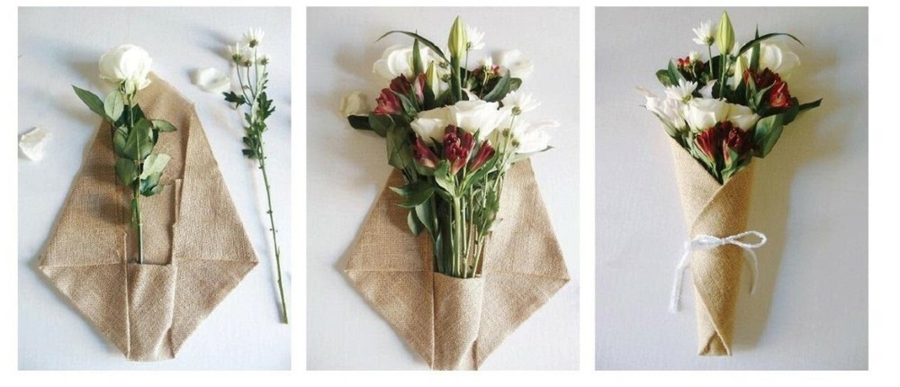 Burlap Bouquets 14" Open x 20-3/4" High (10 Pack)