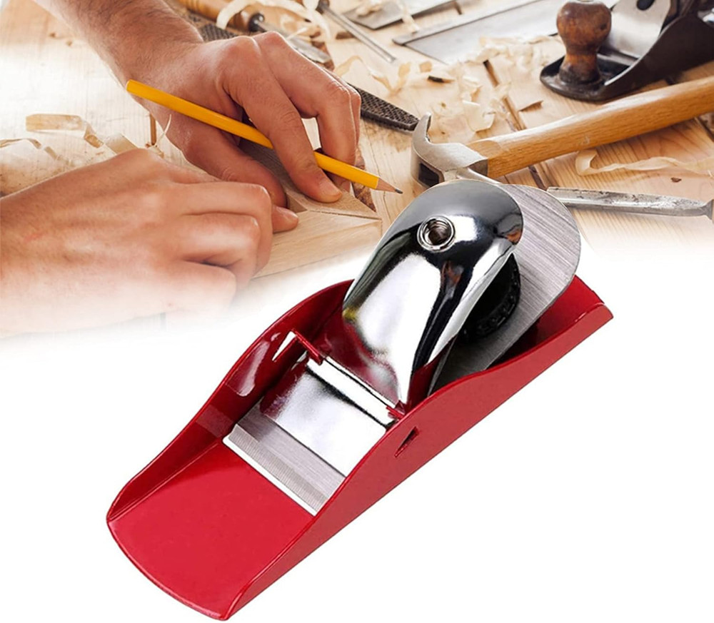 Mini Hand Planer 3-1/2 Inch Red Adjustable, Used for Wood Craft Processing, Carv