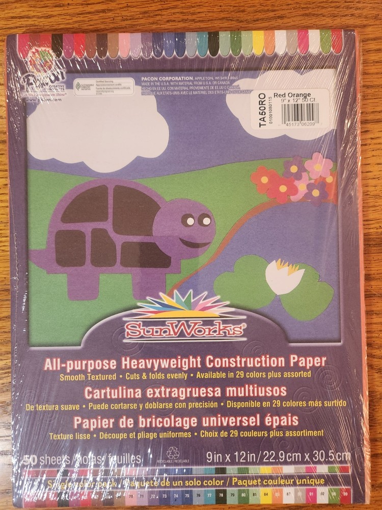 Pacon  Construction Paper, 9 x 12, Red Orange, 50 Sheets/Pack