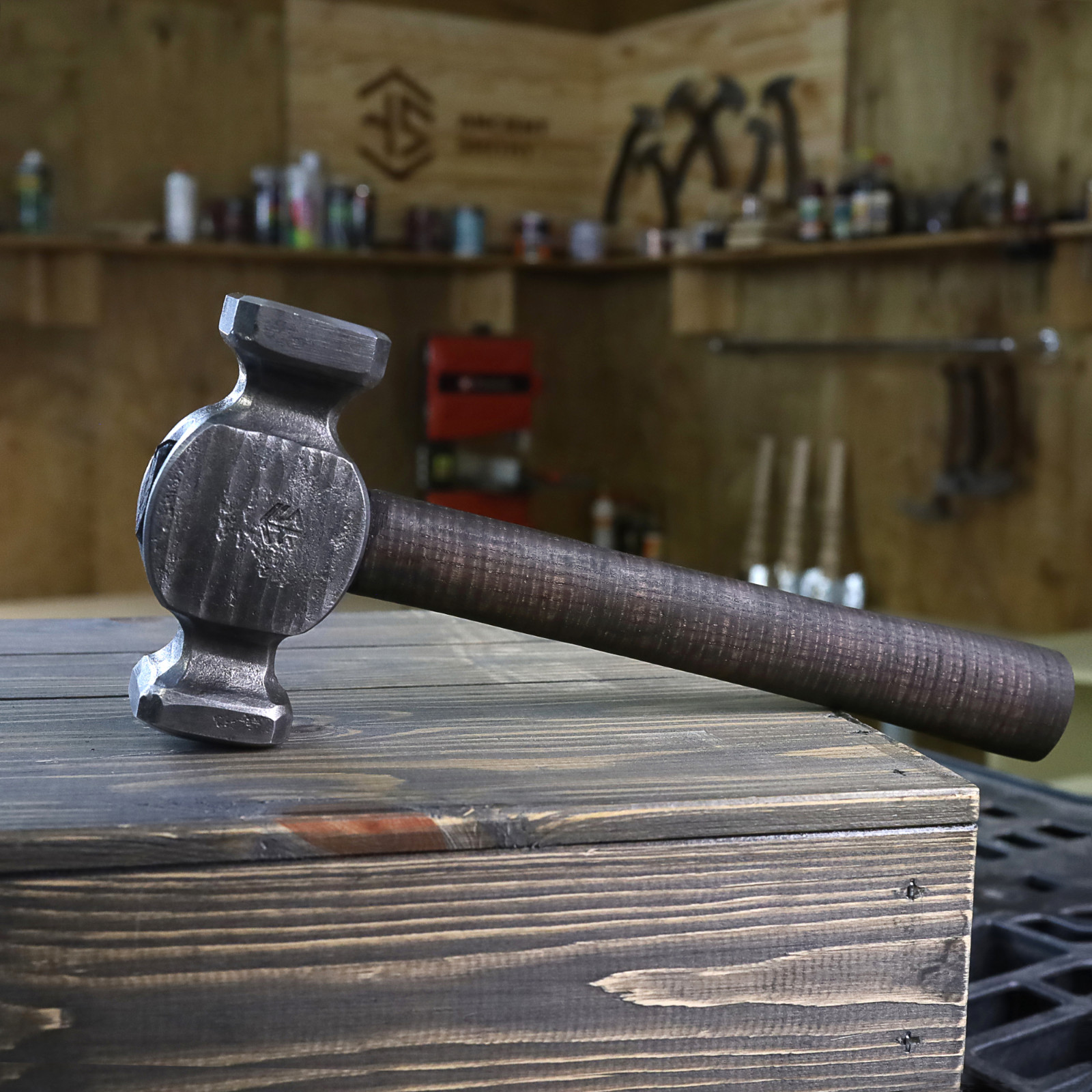 Blacksmith Rounding Hammer 2.5 lb Hand Forged C70W2 Steel Ash Handle Double Face