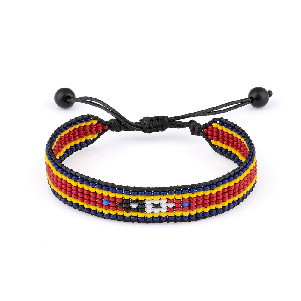 Eswatini Flag Bracelet: Adjustable Beaded String Bracelet, Handmade Boho Jewelry