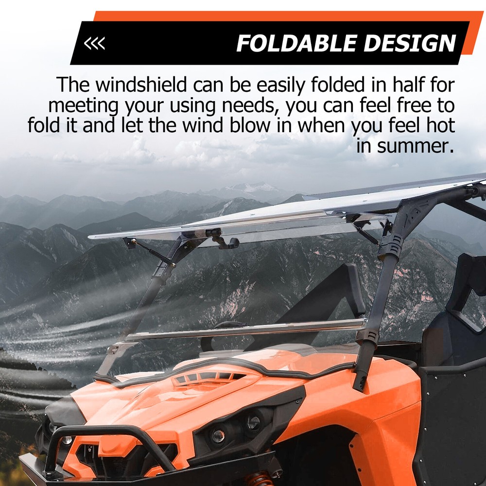 For Can-Am Scratch Resistant Full Flip Windshield 11-20 Commander 800/1000/Max