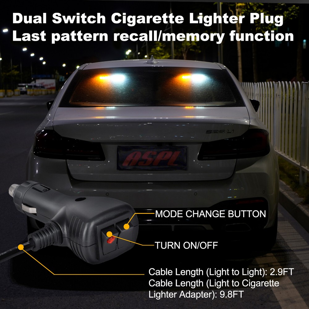 2 in 1 LED Emergency Dash Strobe Lights Windshield Deck Warning Safety Flashing
