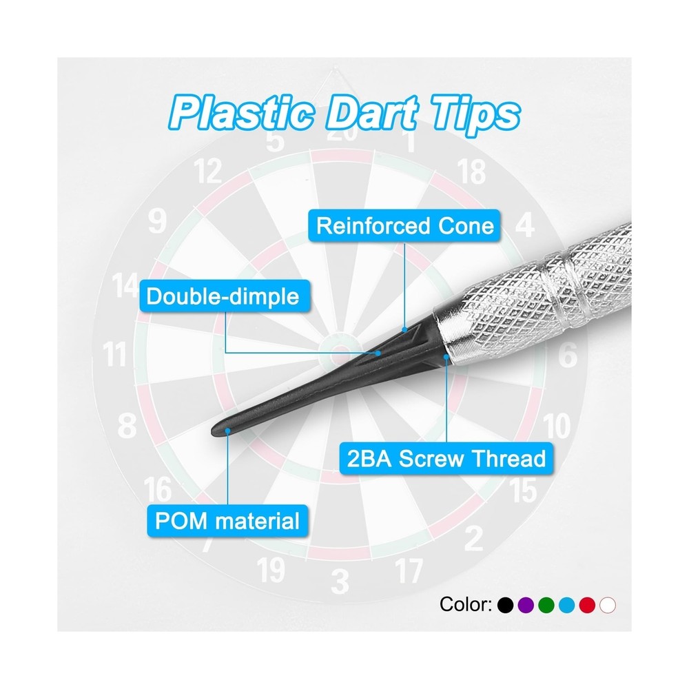 PATIKIL Plastic Dart Tips, 2BA Thread Soft Dart Replacement Plastic Tip Soft ...