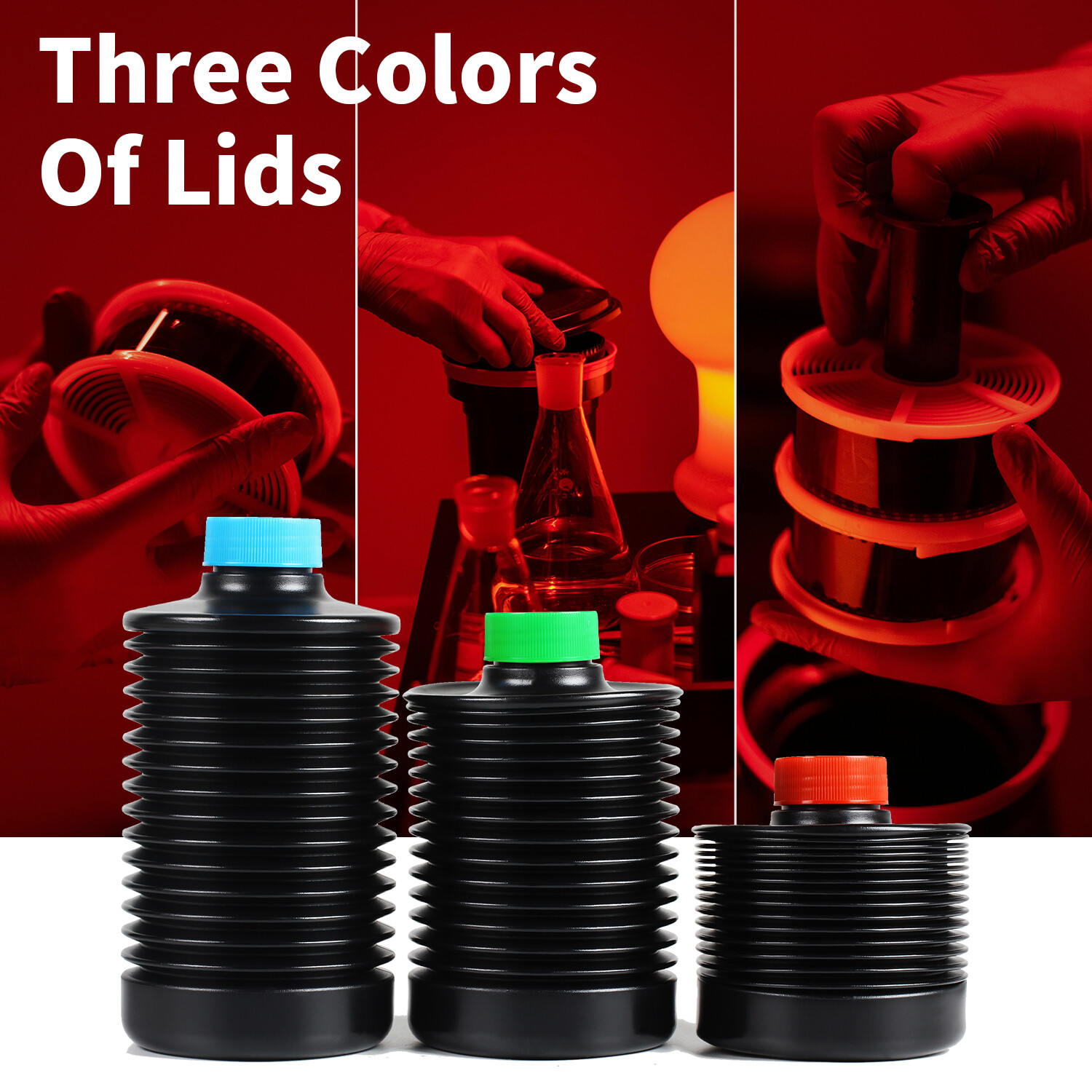 3X eTone 1L Collapsible Storage Bottles For Darkroom Chemical Film Developing