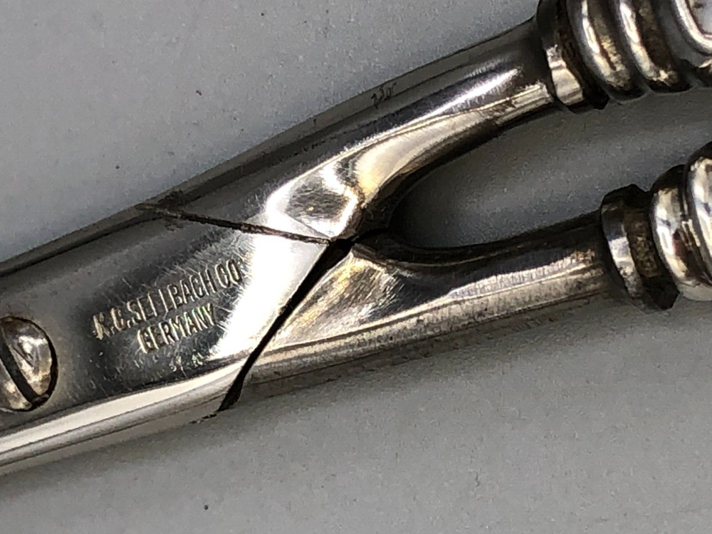 Vintage Sterling Silver handle Grape Scissors 6.75"