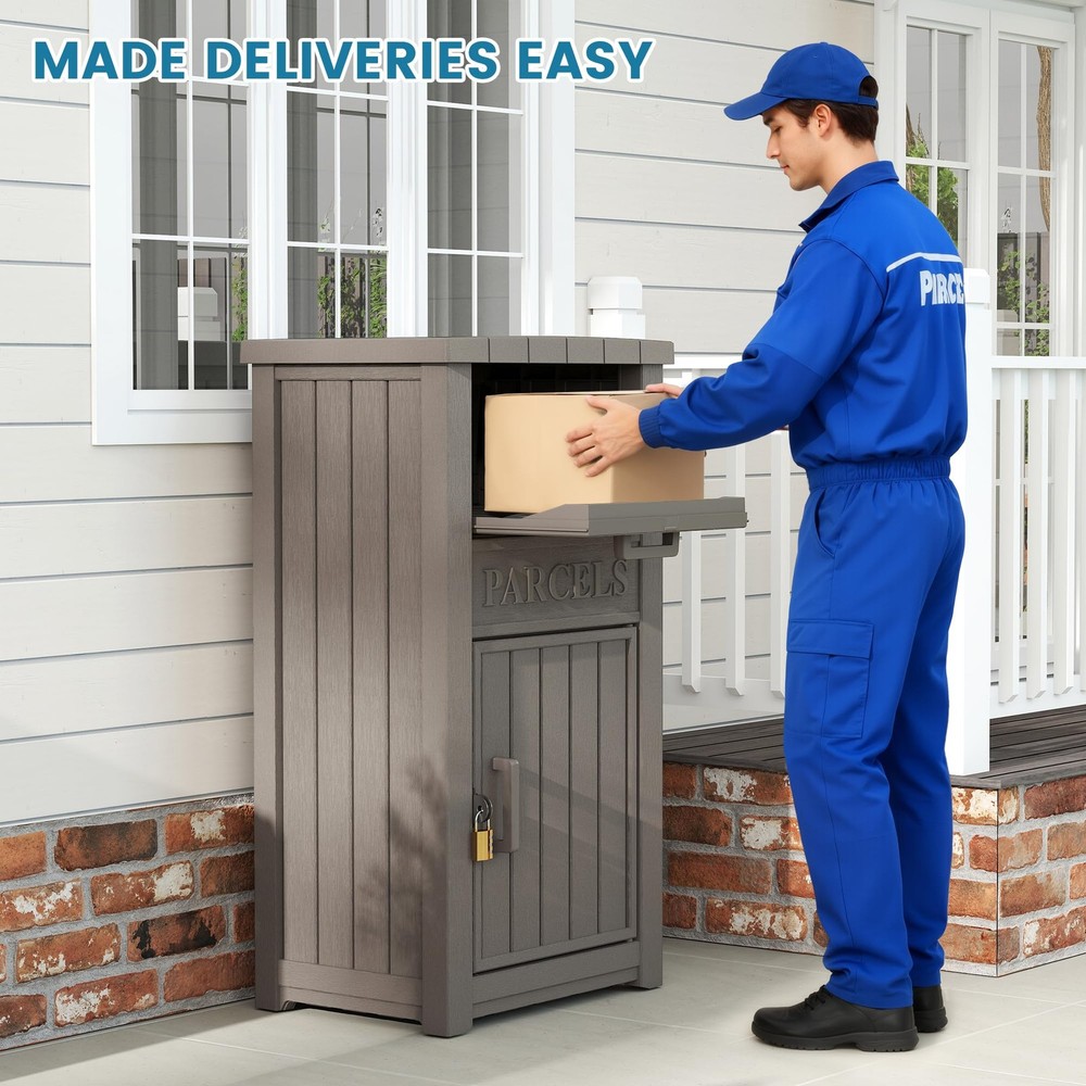 Large Lockable Weatherproof Anti-Theft Package Delivery Box Grey