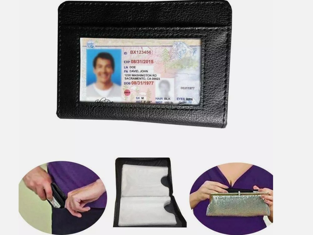 Lock RFID Wallet Slim Credit Cards holder Leather Secure Blocking - 2 PACK