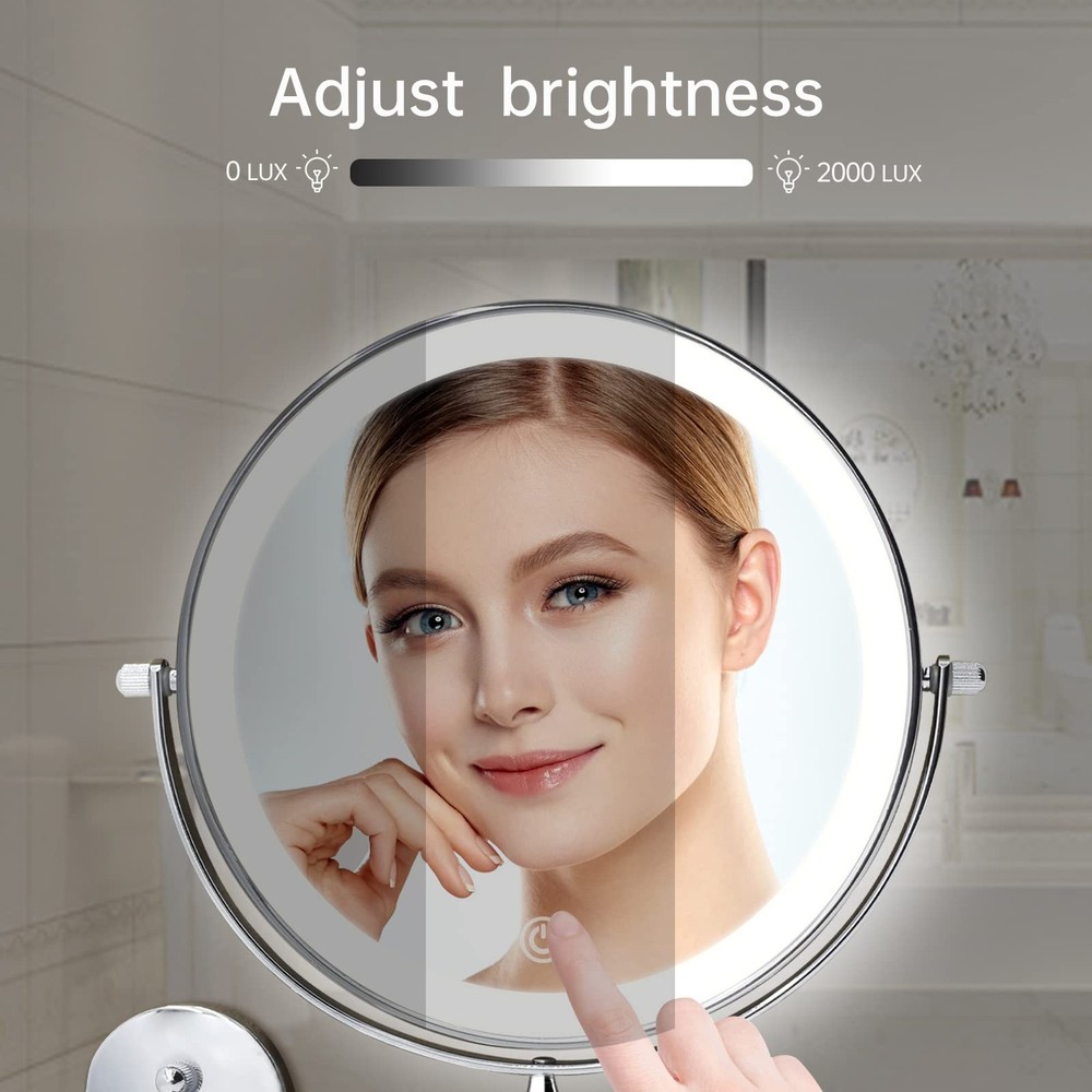 5000mAh Rechargeable Wall Mounted Lighted Makeup Vanity Mirrors, Double Sided...