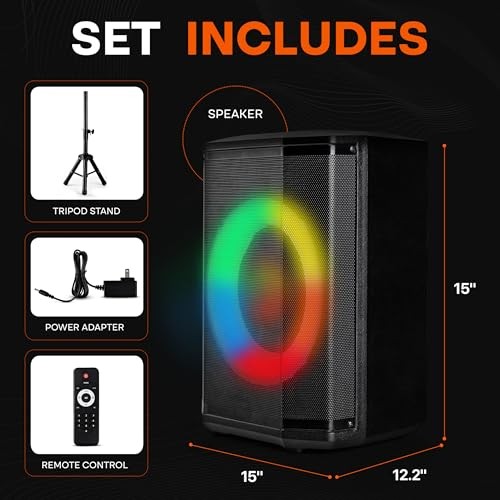 Portable Bluetooth with 8" Inch Woofer, TWS Function, Mic Input, Speaker