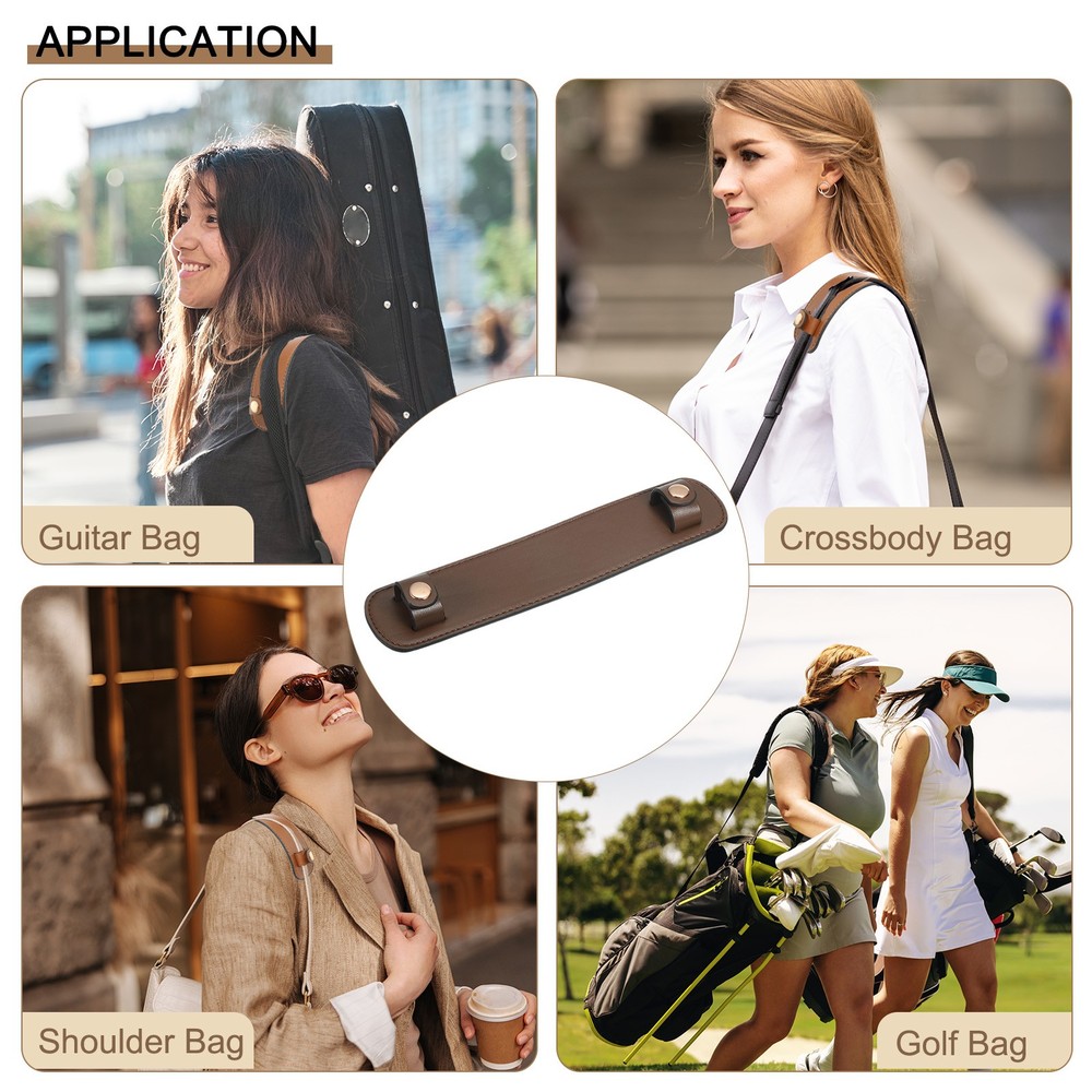 9" x 2" Leather Shoulder Strap Pad, PU Leather Backpack Strap Pads Light Brown