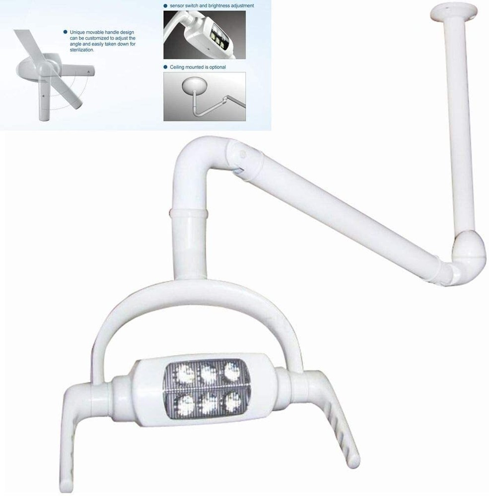 360° Dental Operating Sensor Shadowless Cold Lamp Ceiling-Mounted Arm With 6 LED