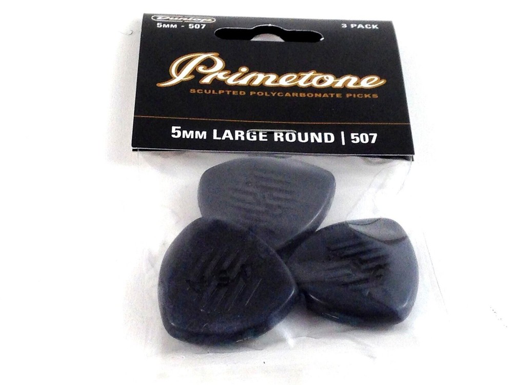 Dunlop Guitar Picks 3 Pack Primetone 507 5mm molded picks lg round tip