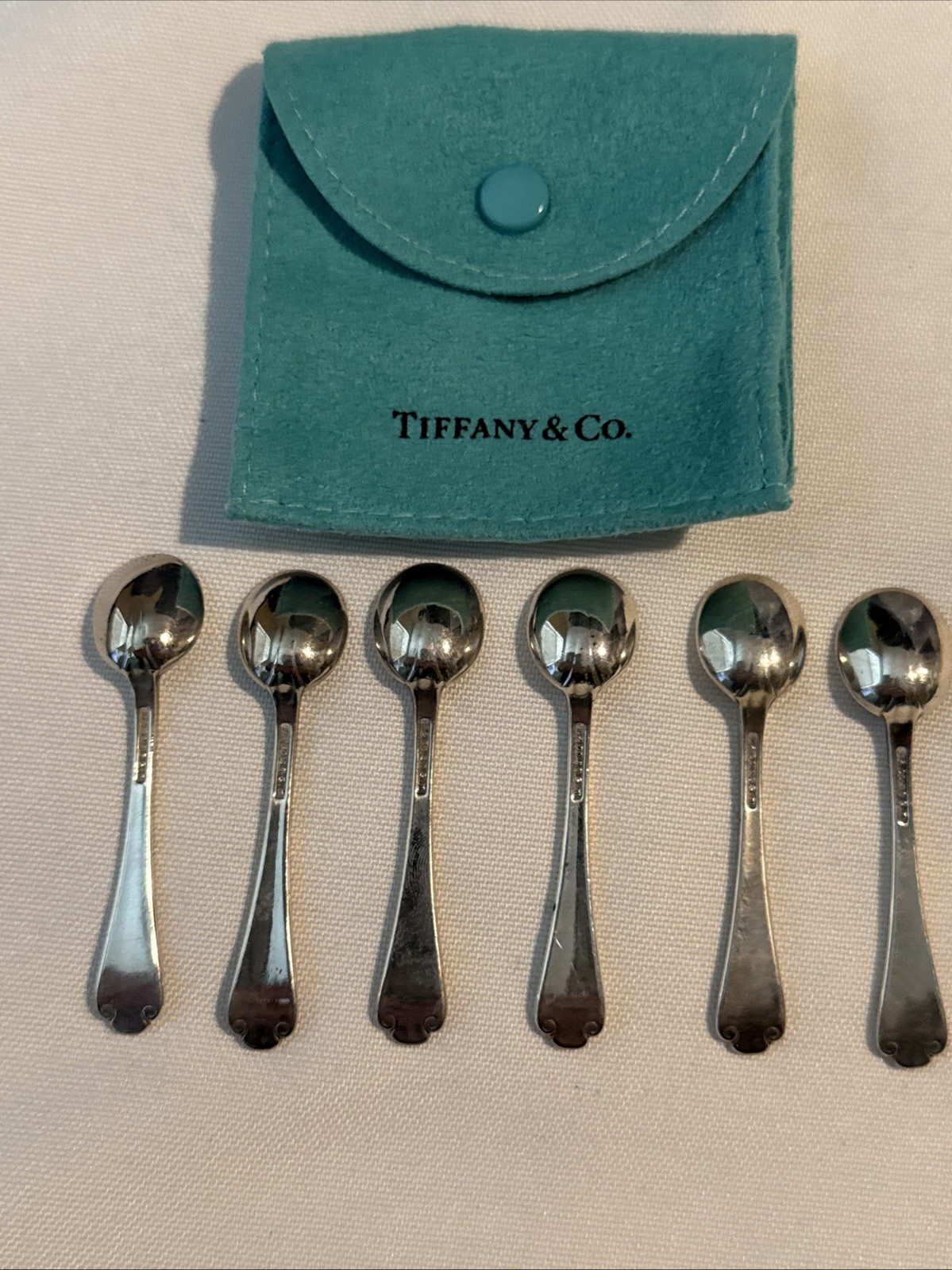 6 Tiffany & Co Antique Sterling Silver Salt Spoons
