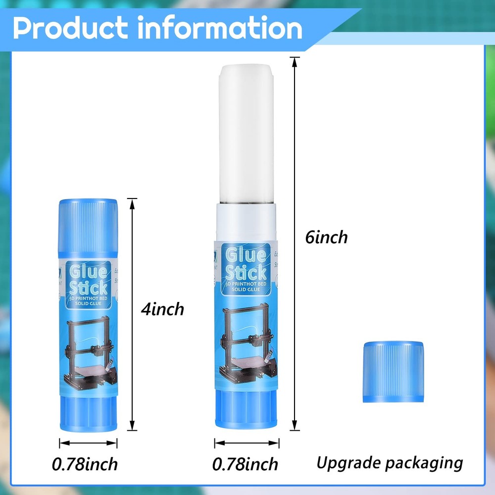 6 Pack 3D Printer Glue Sticks for Hot Bed PVP 3D Printer Adhesive Solid Glue