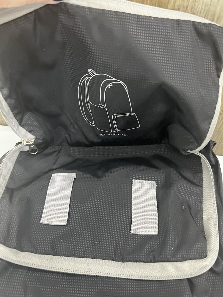 Backpack Packable Foldable Travel Bag Black Nylon MINT Extra Storage