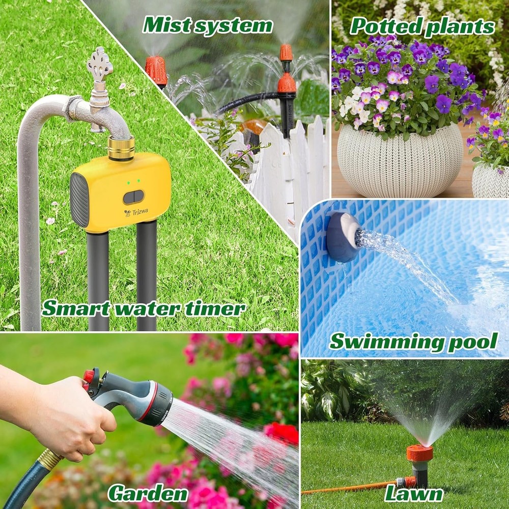Automatic WiFi Hose Timer - 2-Zone Water Controller for Lawn/Garden w/Delay